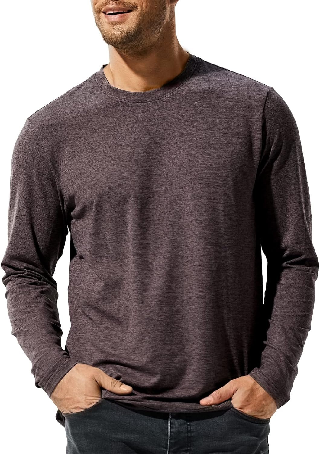 Men's Long Sleeve T-Shirts Lightweight Super Soft Athletic Crew Neck Tees for Running Lounging Casual Workout